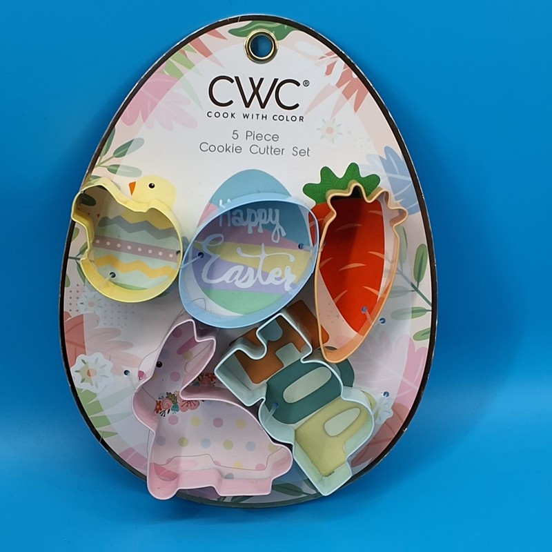 CWC Cook with Color 5 Piece Spring Easter Metal Cookie Cutter Set NWT gallery