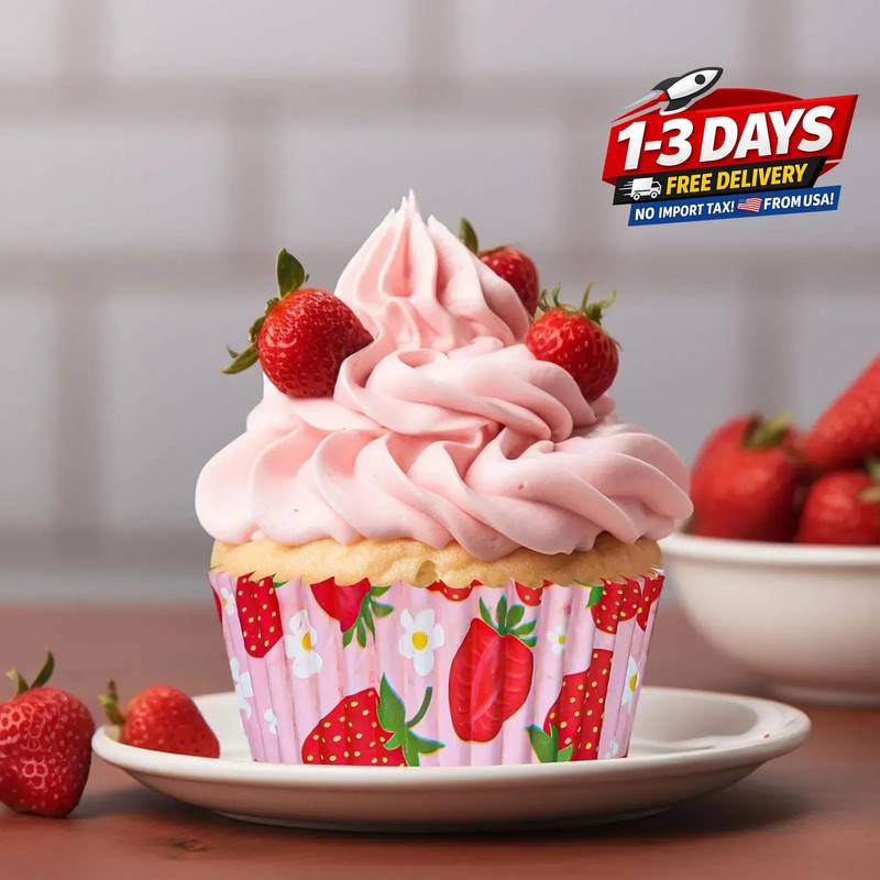 300Pcs Strawberry Cupcake Liners Strawberry Baking Cups Pink Summer Fruit Theme gallery
