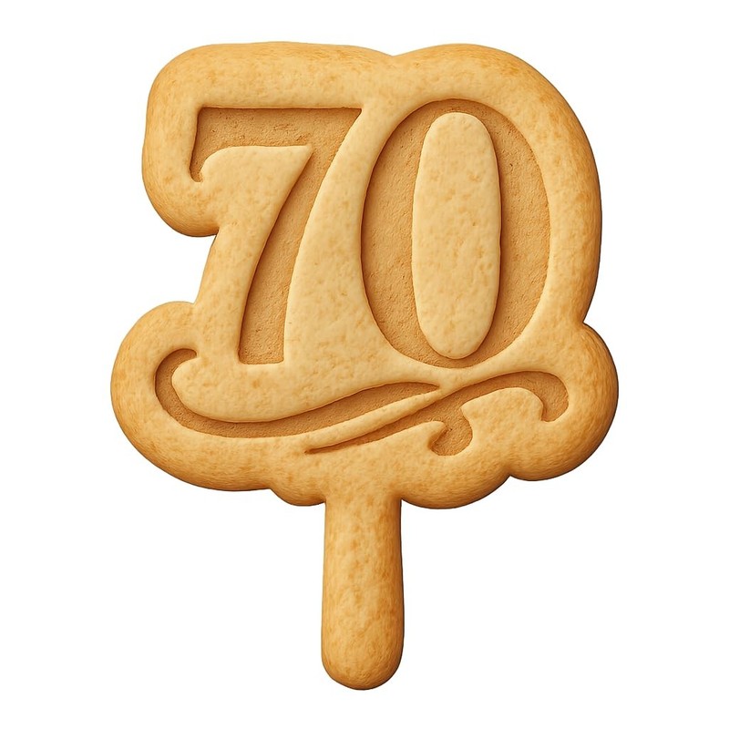 Cake Topper 70th Birthday Cookie Cutter & Stamp, Fondant & Clay – 2.8×4