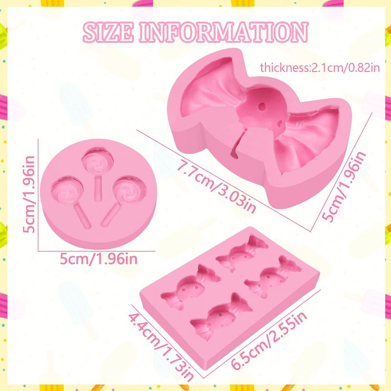 Lollipop Fondant Molds 3 Pcs, Candy Shape Cake Decorating Molds for Baking Cupca gallery
