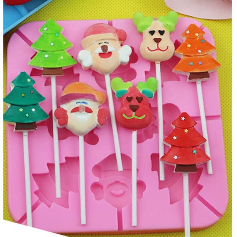 2pcs Christmas Lollipop Candy Molds 8 Cavities Silicone Lollipop Molds Chocolate gallery