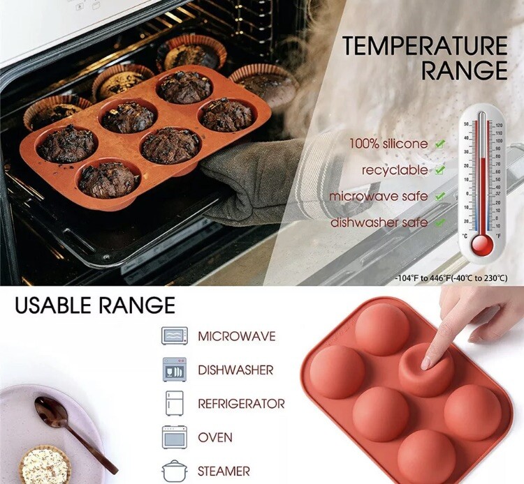 6 x6 Cups Silicone Mold Chocolate Bomb Cake Baking Mould Dome Mousse Tray gallery