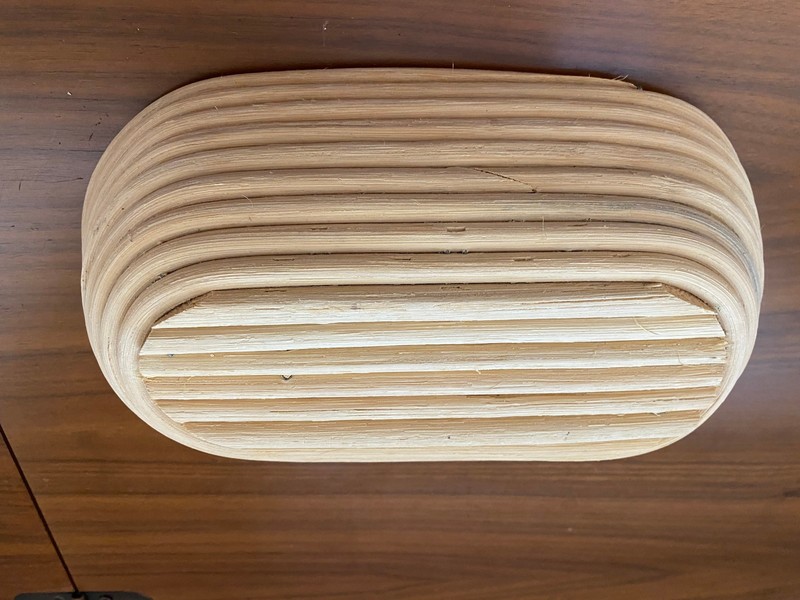 Used oval coiled wood proofing bread dough bowl. Great for sourdough or rustic. gallery