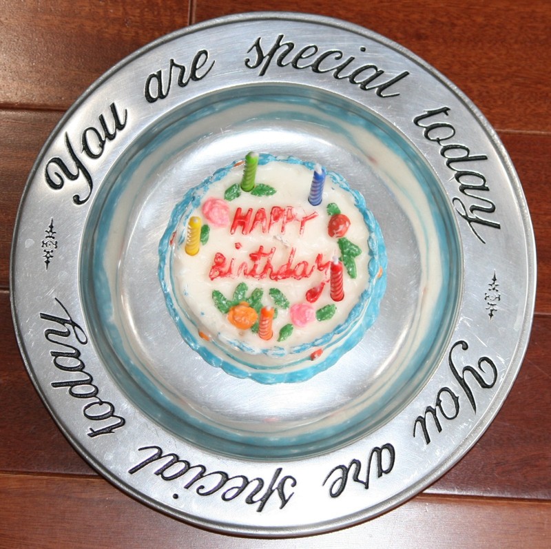 Happy Birthday 3-D Decorated Cake Candle Candleholder 4" Diameter x 1.5" High gallery