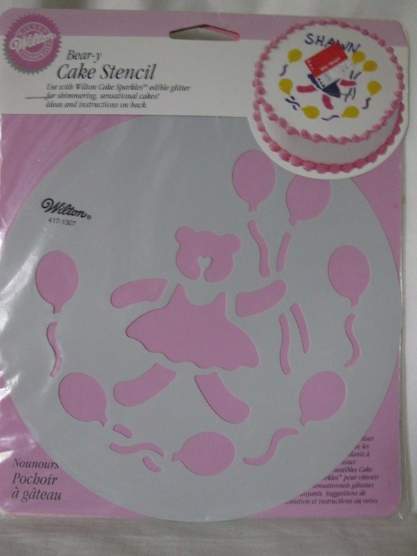 NEW Wilton 417-1307 Bear-y Bear With Balloons Cake Stencil Birthday