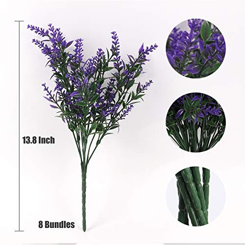 Artificial Greenery Lavender Fake Shrubs Flowers UV Resistant 8 Bundles Purple gallery