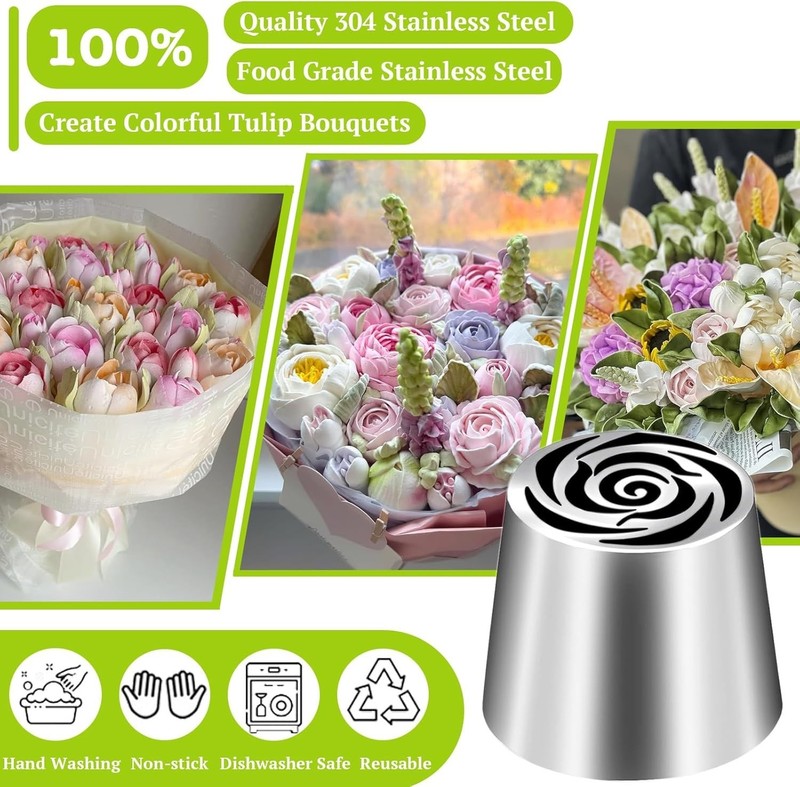 Extra Large Russian Piping Tip, Stainless Steel Flower Piping Tips Rose Floral I gallery