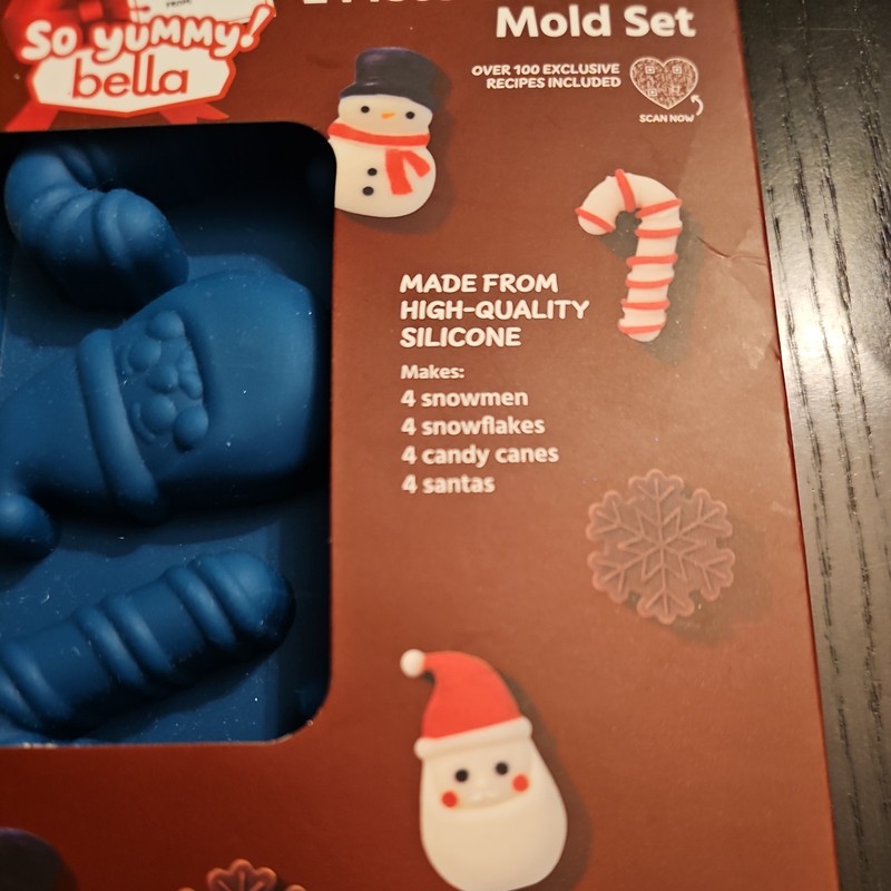 Silicone Mold Set Chocolate Santa Snowman Canes Snowflakes 2 trays candy or soap gallery