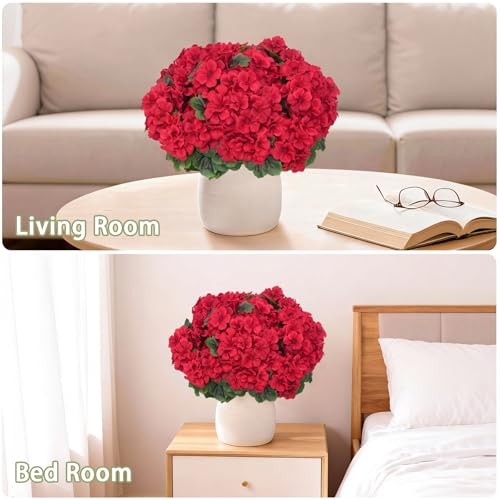8 Pcs Artificial Geraniums Flowers for Outdoor Spring Summer Geraniums Red gallery