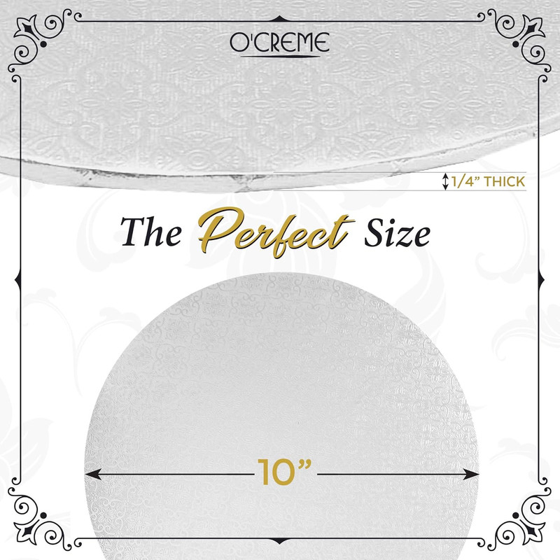 O'CREME White Wraparound Cake Pastry round Drum Board 1/4 Inch Thick, 10 Inch Di gallery