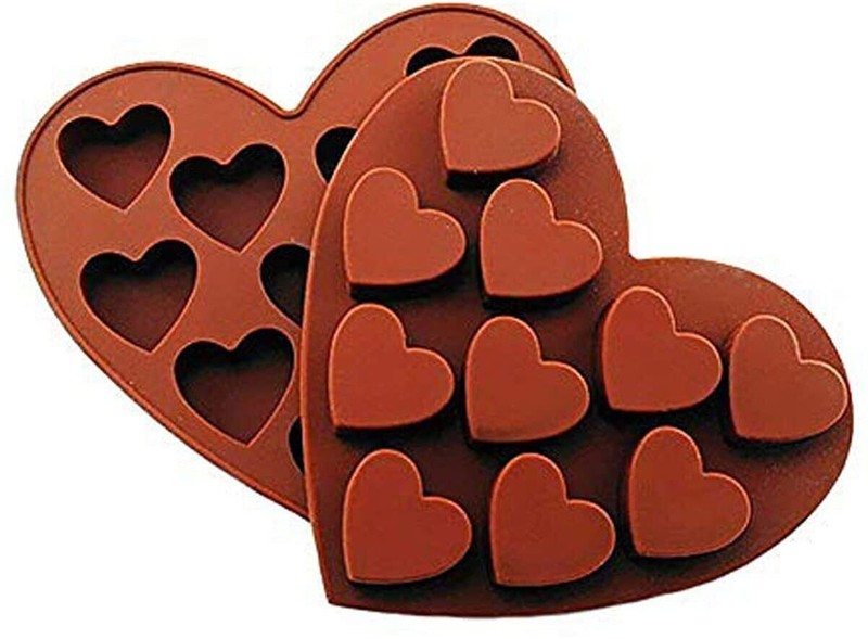 Heart Shaped 2 PCS Silicone Chocolate Molds Candy Mold, Jelly Pan 10-Cavity,