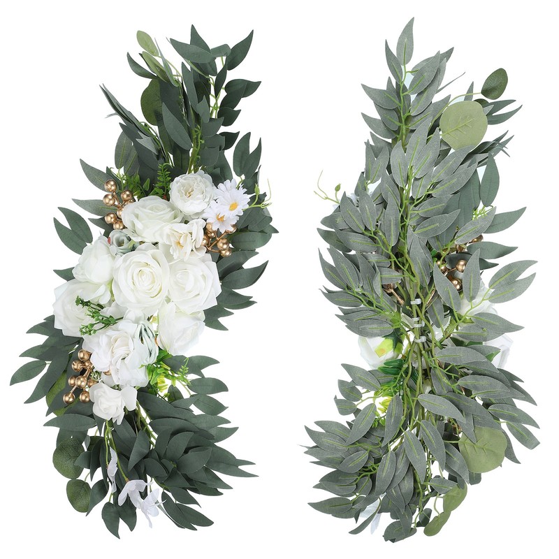 Wedding Bow Flowers, Fake Silk Flowers 2Pcs, White gallery