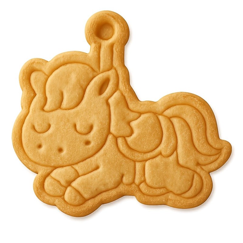 Sleeping Kawaii Carousel Horse Cookie Cutter & Stamp, Fondant & Clay – 4×3.2