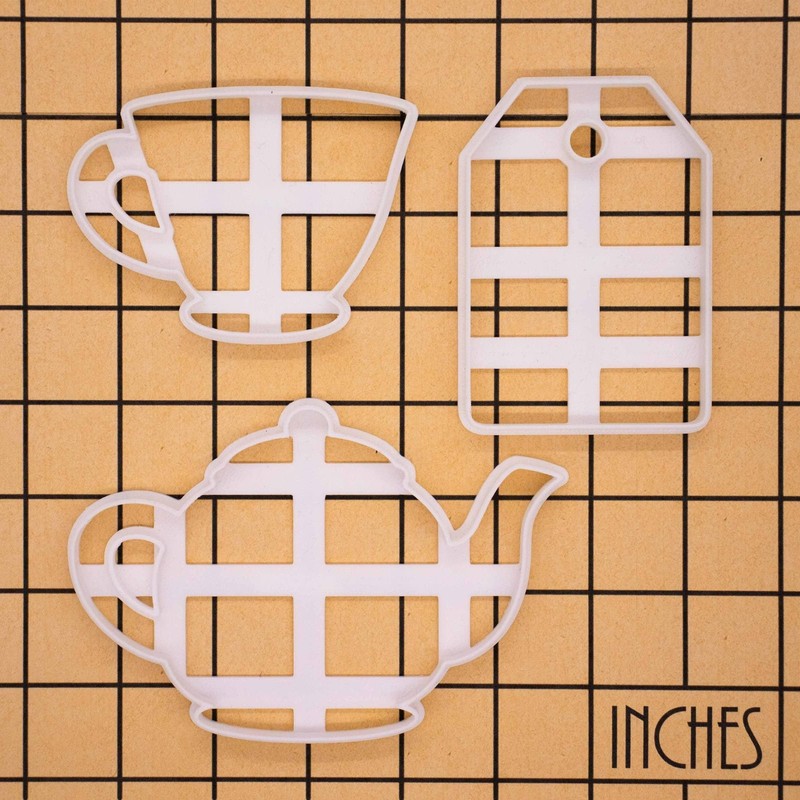 Set of 3 Tea Party cookie cutters (Designs: Teapot, Teacup and Tea Bag), 3 pi... gallery