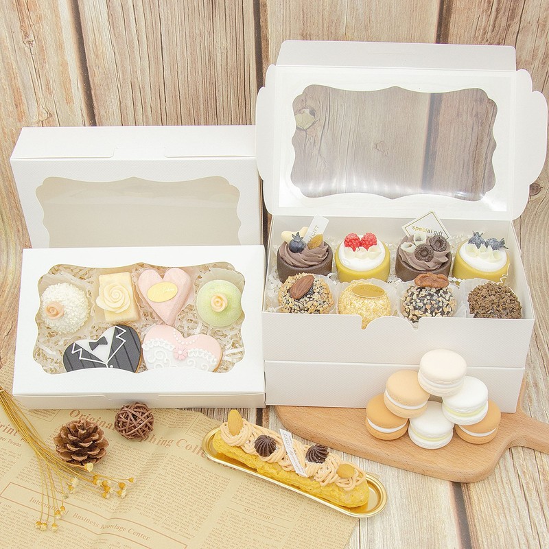 20pcs 8x5x2 Inch White Bakery Boxes Cookie Boxes with Window Treat Boxes Dess... gallery