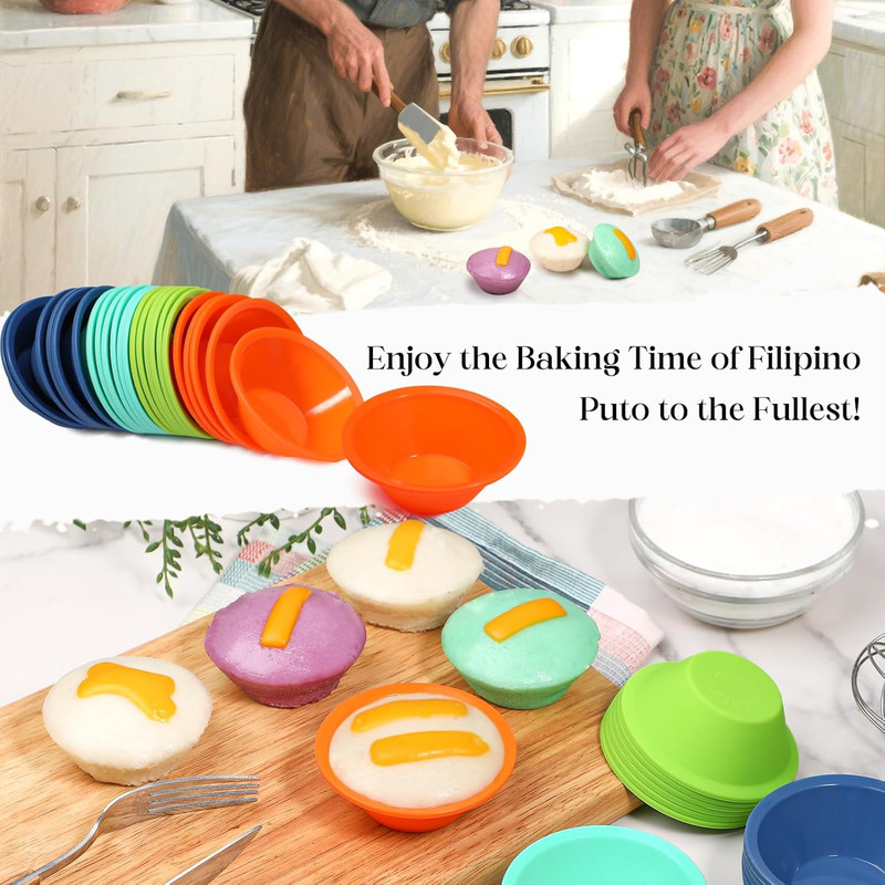 24 Pcs Platinum Silicone Puto Molder Filipino Medium-Size, 2.75" Reusable Puto gallery