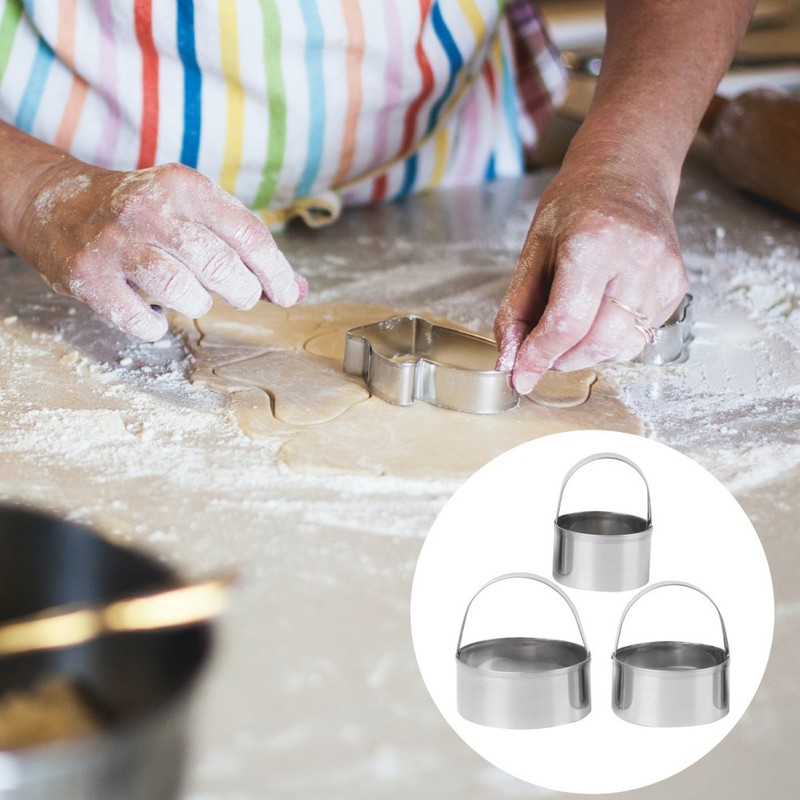 3 Pcs Stainless Steel Cookie Cutter Round 3-piece Set (flat Model) Man gallery