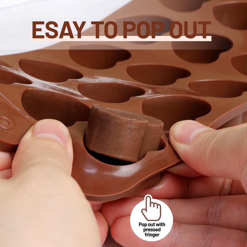 2PACK Heart Peach Break Apart Chocolate Silicone Deep Molds Non-Stick Food Grade gallery