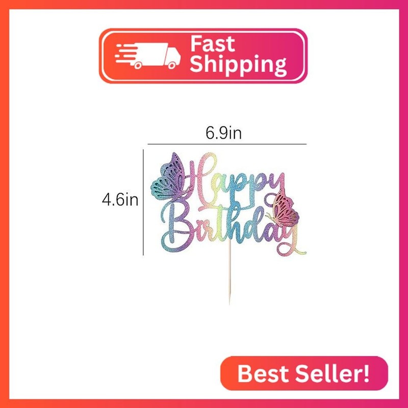 AROKIPPRY The color Happy Birthday Butterfly Cake Toppers-Boys & Girls Happy Bir gallery