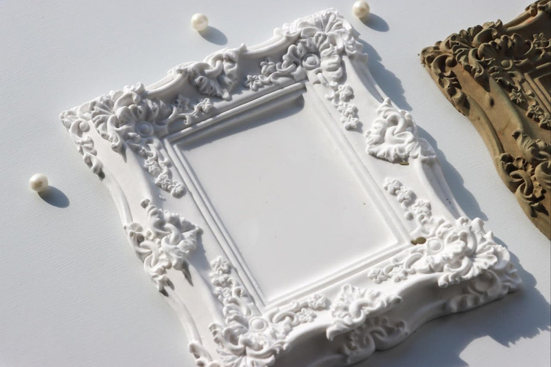 Vintage Rectangle Frame Silicone Mold – Ornate Decorative Frame for Plaster, Can gallery