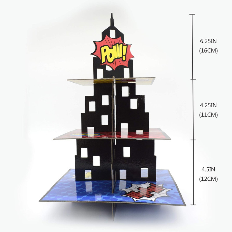 KALEFO Superhero 3-Tier Cupcake Stand for Birthday Party Decorations gallery