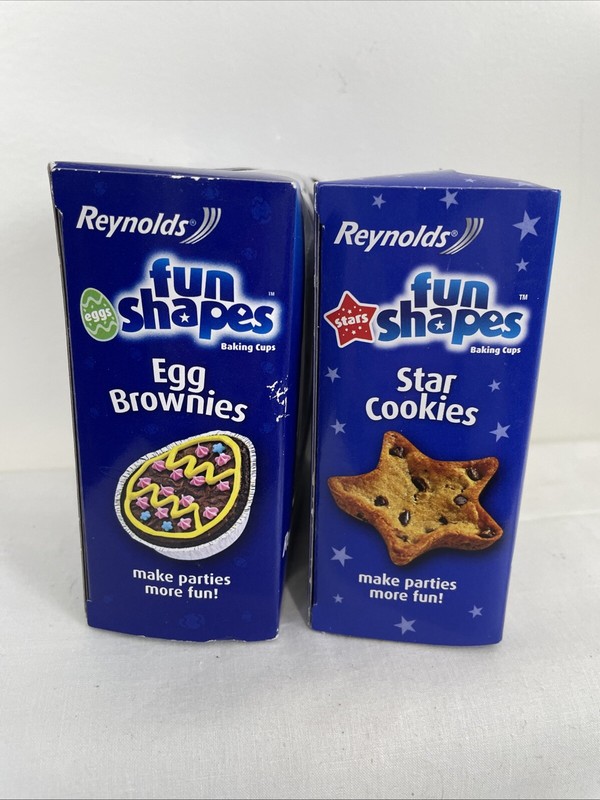 Reynolds Fun Shapes 2 Sets of 24 Oval Egg/Star Foil Baking Cups Easter Jello NEW gallery