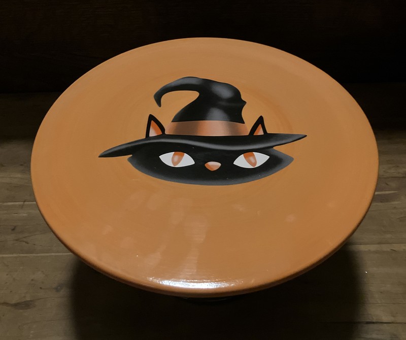 Place & Time Ceramic Halloween Black Cat Cake Stand/Dessert Display gallery