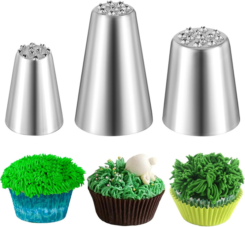3 PCS Grass Piping Nozzle, Stainless Steel Grass Nozzles for Cake Decorating Ici gallery