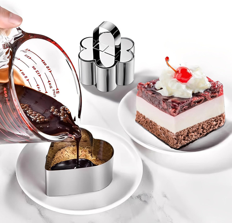 Cake Rings Cooking Rings Dessert Mousse Mold Stainless Steel with Pusher for Des gallery