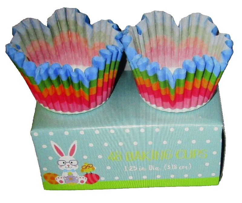 EASTER MINI BAKING CUPS ~Colorful Stripes -48 Ct. ~ 1.25" Diameter