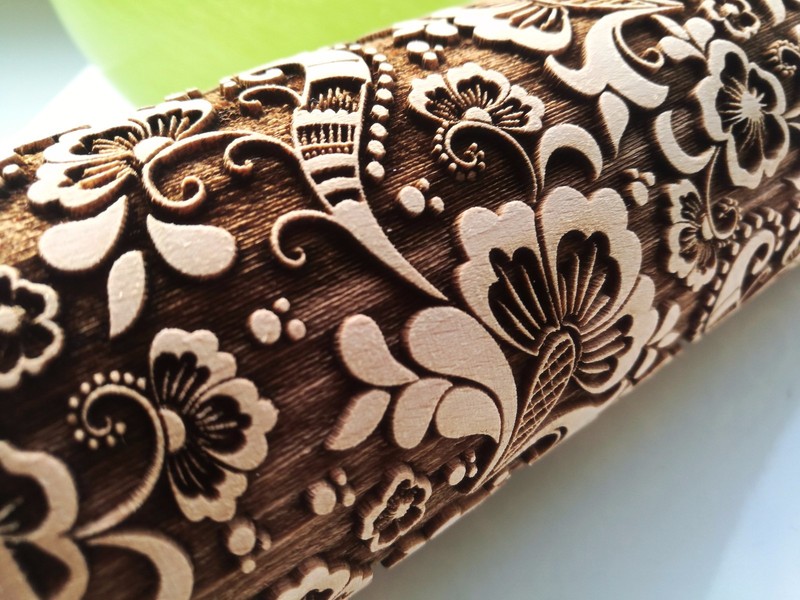 Paisley Engraved Rolling Pin Carved Mold Cookie cutter Embossed rolling pin gallery