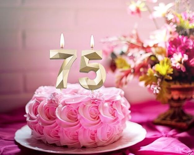 2 inch & 57 Birthday Candles, 3D Diamond Number 75th & 57th Cake Gold 75 Gold gallery