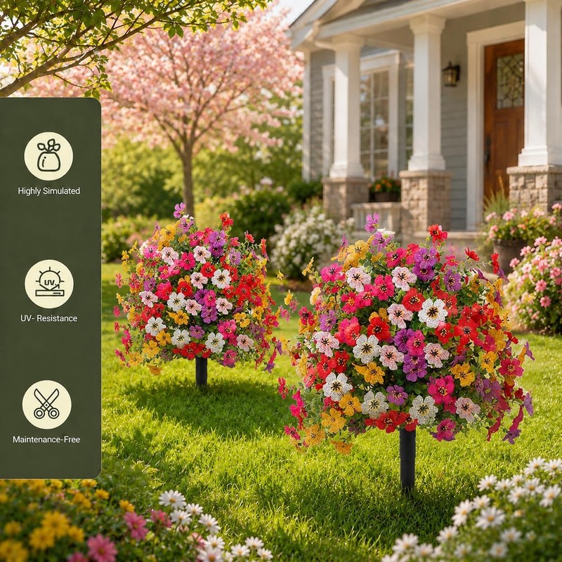 Thkful Topiary Flower Ball Trees Artificial Outdoor Set Of 2 D15.8 Uv Resistant gallery