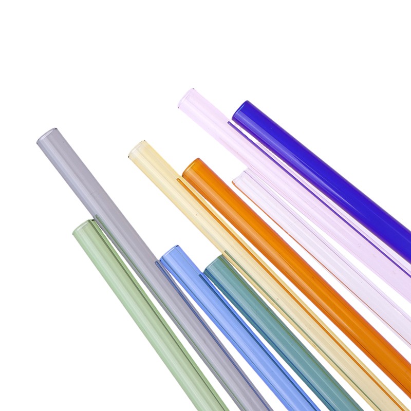 19CM Long Round Head Glass Straw Eco Friendly Reusable Drinking Straws For Bar gallery
