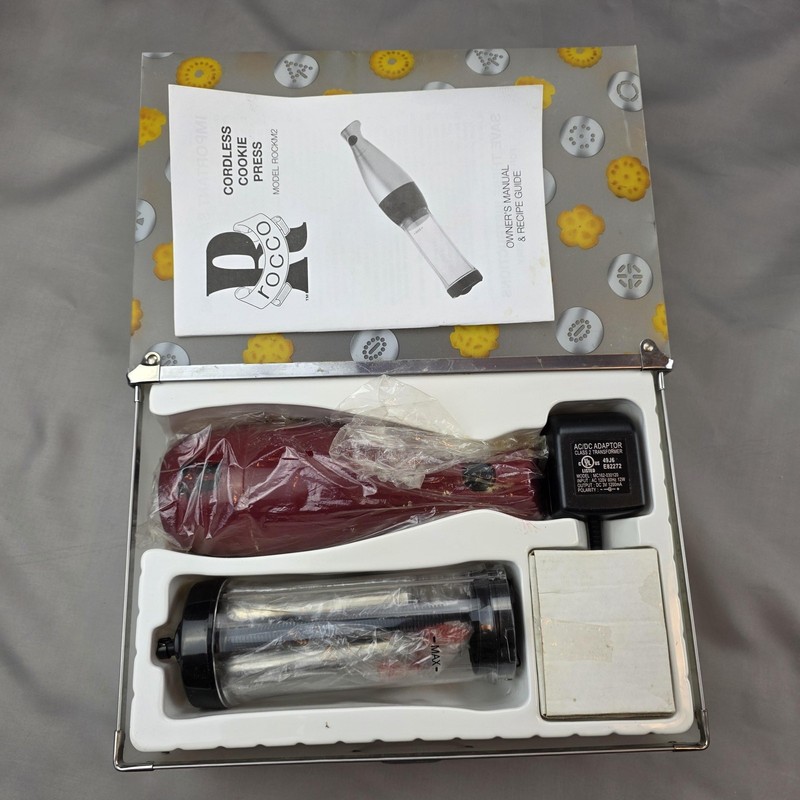 Rocco Cordless Cookie Press Set Red Electric Baking Tool With Case ROCKM2