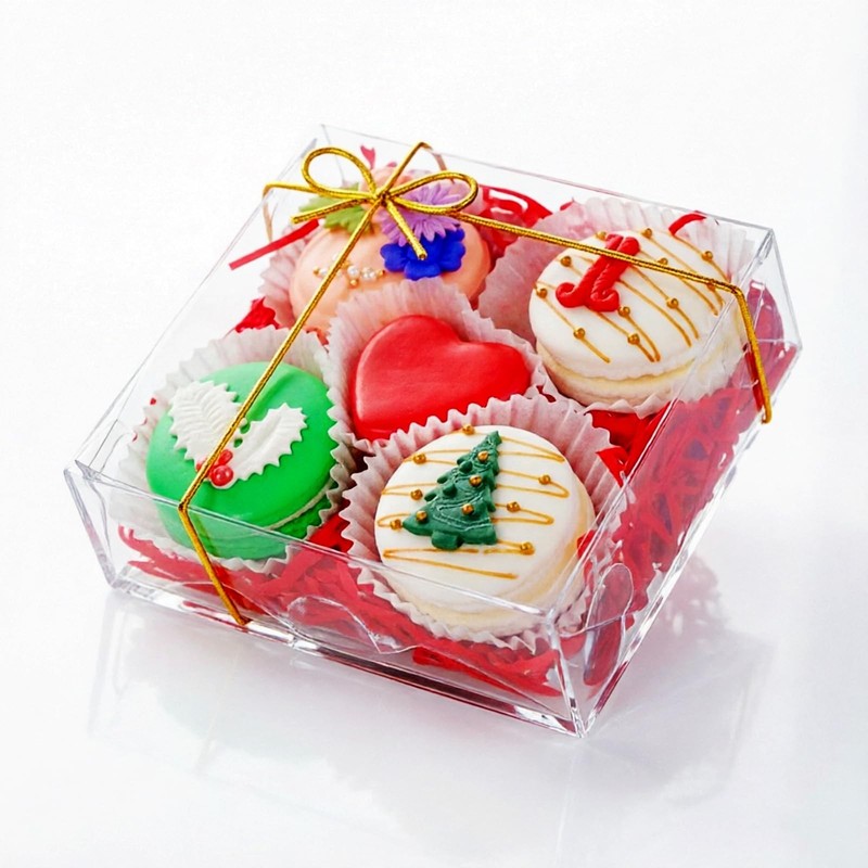 15PCS 5x5x2 Inches Full Clear Chocolate Covered Strawberries Boxes Cookies Bo…