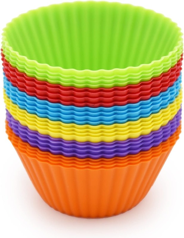 Tazas De Silicona Para Hornear Magdalenas, Paquete De 24, Muffins Reutilizables.