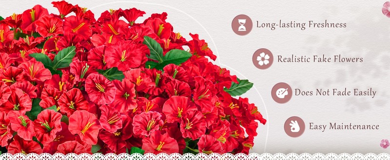 Set of 2 Artificial Hanging Flower Baskets for Outdoor Decor, 16 gallery