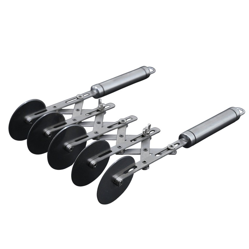5 Wheel Adjustable Stainless Steel Pastry Cutter Multi-Blade Dough Divider