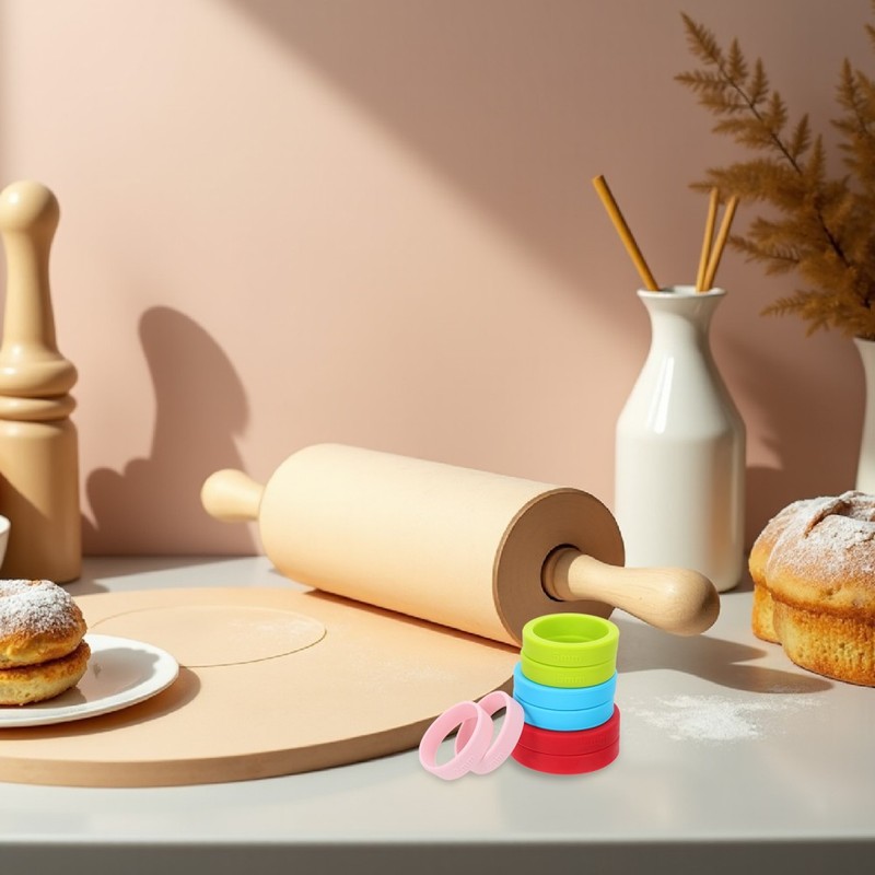 8 Pcs Rolling Pin Silicone Ring Pastry Guide Measuring Bands for Pins gallery
