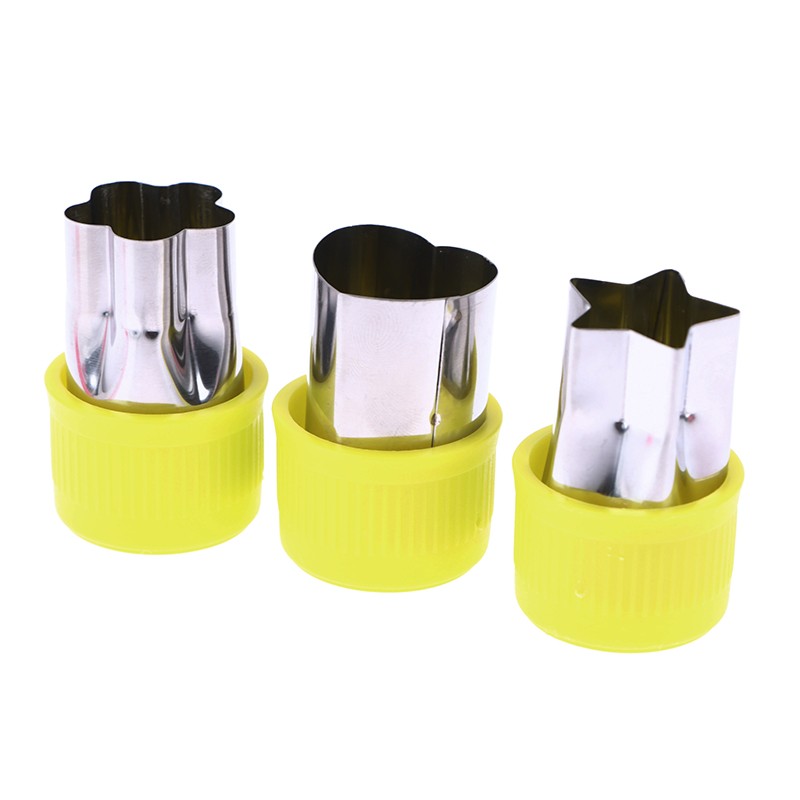 3Pcs Star Heart Flower Shape Vegetables Cutter Plastic Handle Fruit Cutting Tool