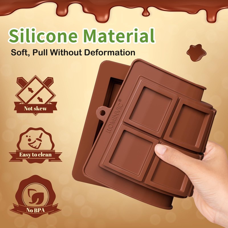 Dubai Chocolate Mold 2 Pack0.79 Inch Deep Large and Thick Silicone Chocolate ... gallery