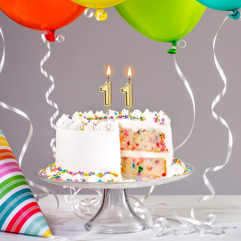 11th Birthday Candles Cake Number Happy 4.5 inches, Gold gallery