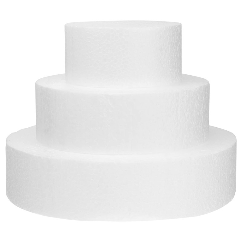 3-Tier Round Foam Cake Dummies for Decorating Wedding Birthday Party Cake
