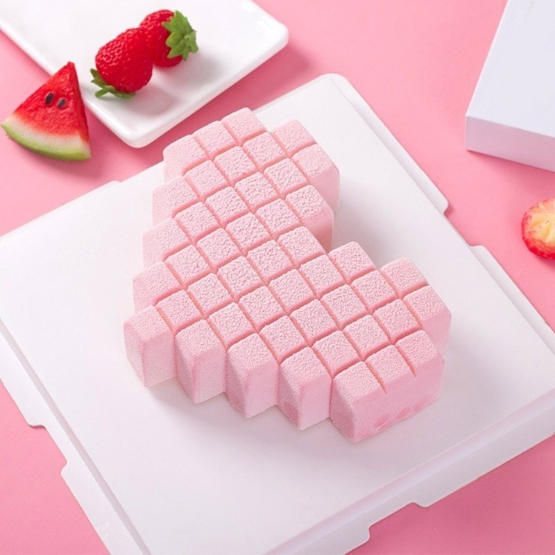 Pixel Heart Shape Silicone Molds Mousses Cake Molds Homes Baking Making gallery