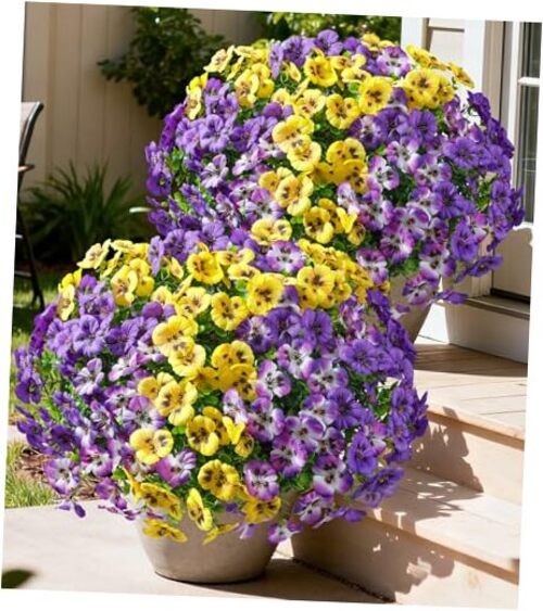 Artificial Flowers for Outdoor Spring Decor, Purple Yellow Gradient Purple gallery