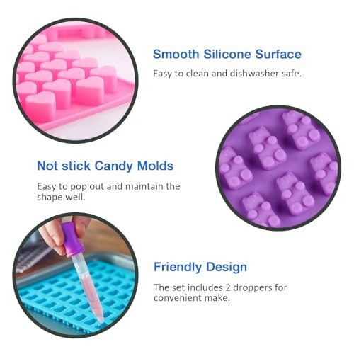 Silicone Gummy Molds Set of 5, Candy Molds with 2 Droppers for 5 Shape gallery