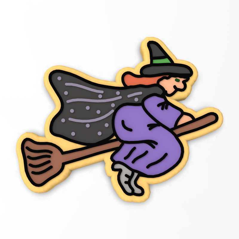 Witch on Broomstick Cookie Cutter & Stamp #2 | Halloween Costume Flying Magic gallery