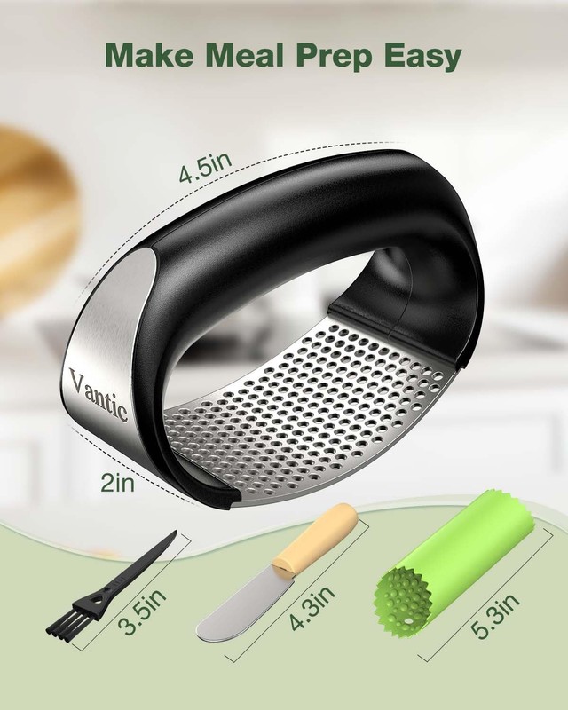 Vantic Garlic Press Rocker - Stainless Steel Crusher, middle, Green gallery