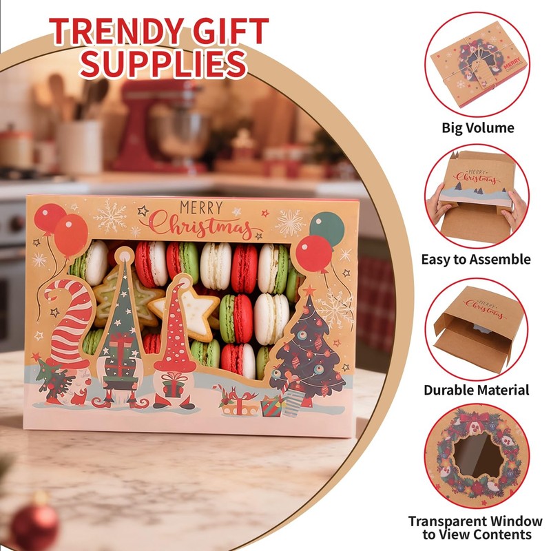 12 PCS Christmas Cookie Boxes for Gift Giving, Christmas Bakery Treat Boxes w... gallery